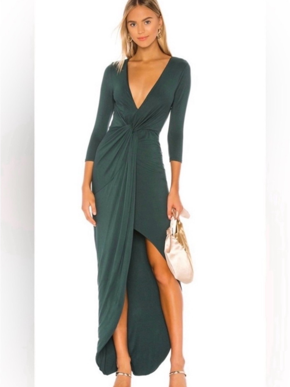 Lovers + Friends Dark Forest Green V-Neck Maxi Dress